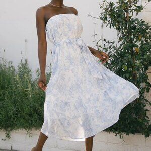 Ryan Strapless Floral Midi Dress